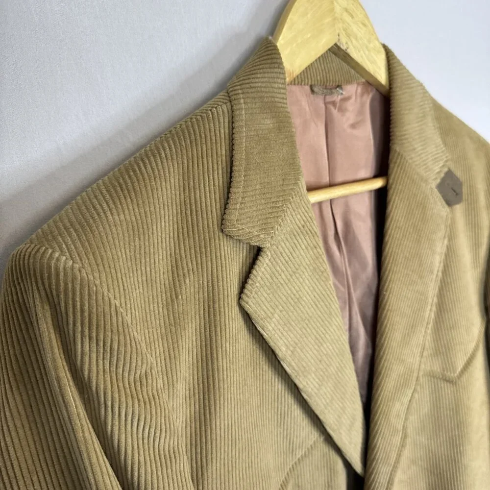 Vintage 1970s Men 42 Harrodale Tan Corduroy Western‎ Rodeo Blazer Sports Coat